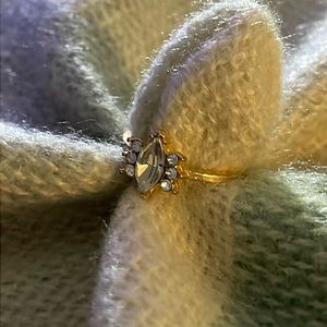 Crystal embellished gold tone ring